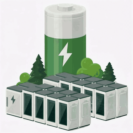 Animation - batterie de stockage BESS et modules